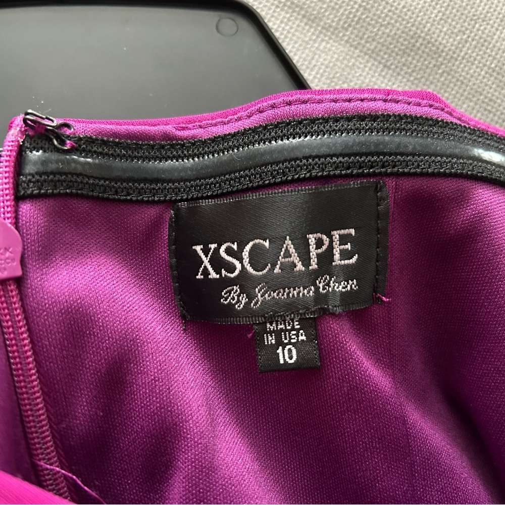 Xscape Magenta One Shoulder Ruched High-Low Dress - Picture 4 of 4